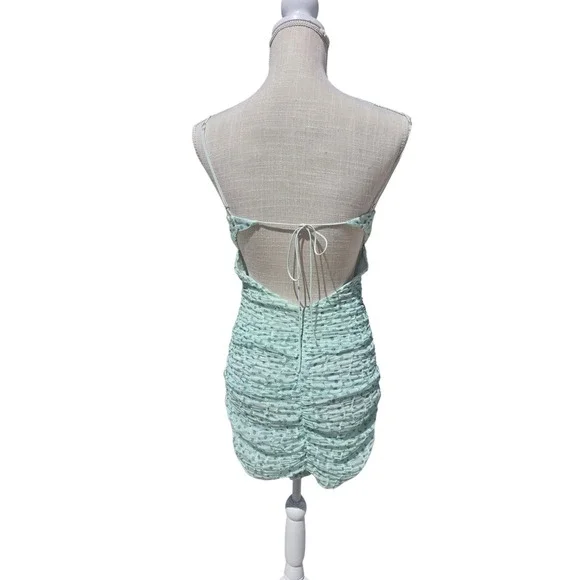 For Love & Lemons Drea Polka Dot Mini Ruched Dress Small Bodycon Small